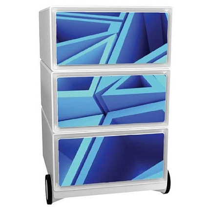 Mobilní kontejner Manutan Expert Easy Office, 3 zásuvky, 64,2 x 39 x 43,6 cm, triangl