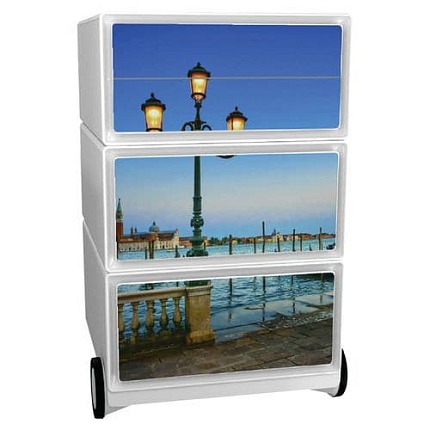 Mobilní kontejner Manutan Expert Easy Office, 4 zásuvky, 64,2 x 39 x 43,6 cm, laguna