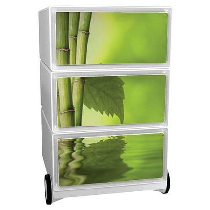 Mobilní kontejner Manutan Expert Easy Office, 3 zásuvky, 64,2 x 39 x 43,6 cm, zen