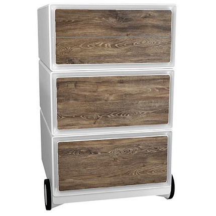 Mobilní kontejner Manutan Expert Easy Office, 4 zásuvky, 64,2 x 39 x 43,6 cm, dřevo