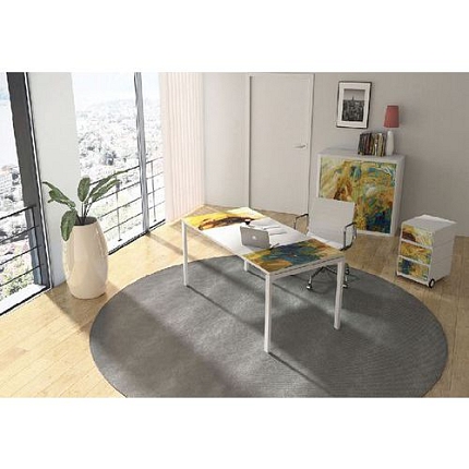 Sestava nábytku do kanceláře Manutan Expert Easy Office, stůl 140 x 80 cm, camaieu