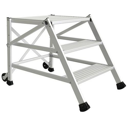 Hliníkové schůdky Pódium Tubesca-Comabi, s kolečky, 3 stupně