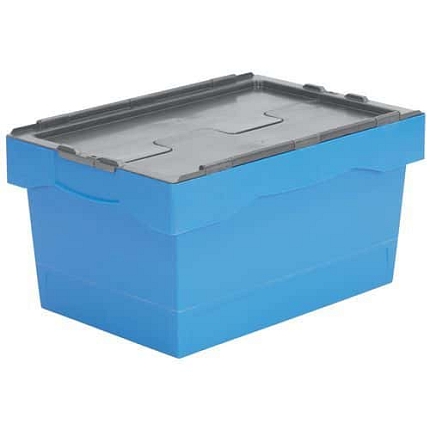 Plastový přepravní box s barevným krytem, 55 l, šedá