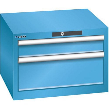 Dílenská zásuvková skříň Lista, 2 zásuvky, 564x572x383mm, světle modrá