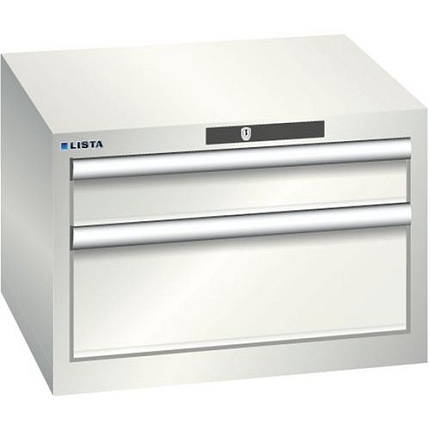 Dílenská zásuvková skříň Lista, 2 zásuvky, 564x572x383mm, světle šedá