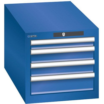 Dílenská zásuvková skřín Lista, 4 zásuvky , 411x725x383 mm, fluorescentně modrá