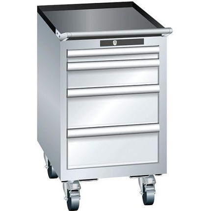 Mobilní dílenská zásuvková skříň Lista, 4 zásuvky, šedá