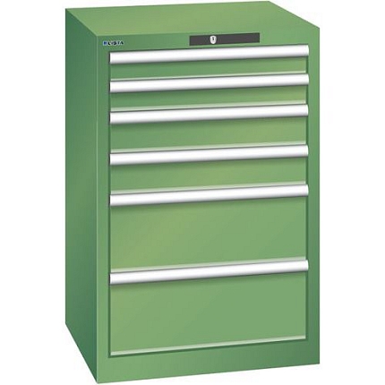 Dílenská zásuvková skříň Lista, 6 zásuvek, 564x572x850mm, zelená