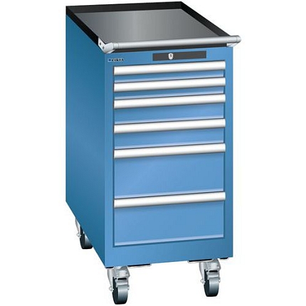 Mobilní dílenská zásuvková skříň Lista, 6 zásuvek, 411x725x840mm, modrá