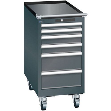 Mobilní dílenská zásuvková skříň Lista, 6 zásuvek, 411x725x840mm, černá