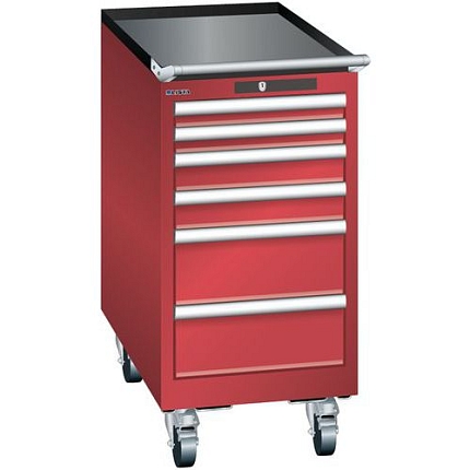 Mobilní dílenská zásuvková skříň Lista, 6 zásuvek, 411x725x840mm, červená