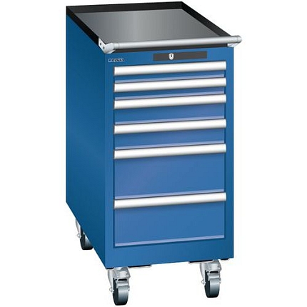 Mobilní dílenská zásuvková skříň Lista, 6 zásuvek, 411x725x840mm, tmavě modrá