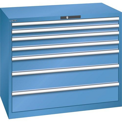 Dílenská zásuvková skříň Lista, 1193x725x1000 mm, 7 zásuvek, modrá
