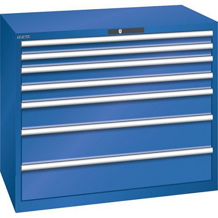 Dílenská zásuvková skříň Lista, 1193x725x1000 mm, 7 zásuvek, fluorescentně modrá