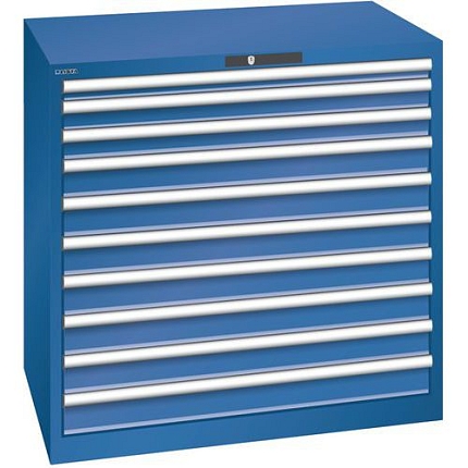 Dílenská zásuvková skříň Lista, 1023x725x1000 mm, 10 zásuvek, 200kg, tmavě modrá