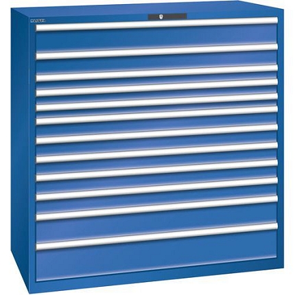 Dílenská zásuvková skříň Lista, nosnost 200kg, 12 zásuvek, fluorescentně modrá