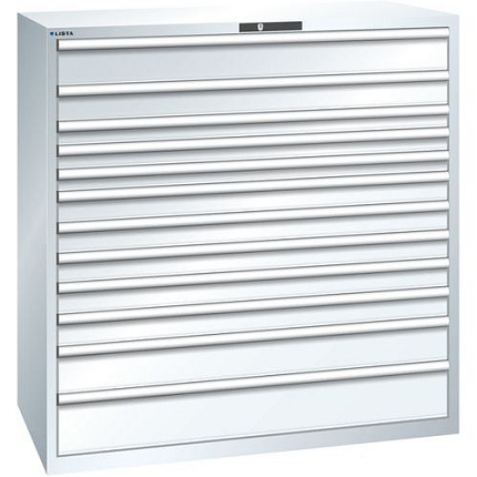 Dílenská zásuvková skříň Lista, nosnost 200kg, 12 zásuvek, bílá