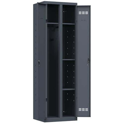 Svařovaná skříň víceúčelová Vinco, 2 oddíly, 600 mm, otočný uzávěr, antracit/antracit