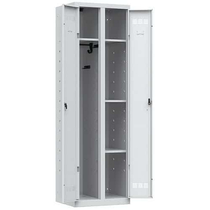 Svařovaná skříň víceúčelová Vinco, 2 oddíly, 600 mm, otočný uzávěr, šedá/šedá