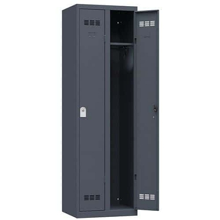Svařovaná šatní skříň Vinco, 2 oddíly, 300 mm, cylindrický zámek, antracit/antracit