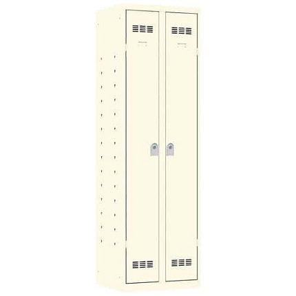 Svařovaná skříň víceúčelová Vinco, 2 oddíly, 600 mm, cylindrický zámek, béžová/béžová