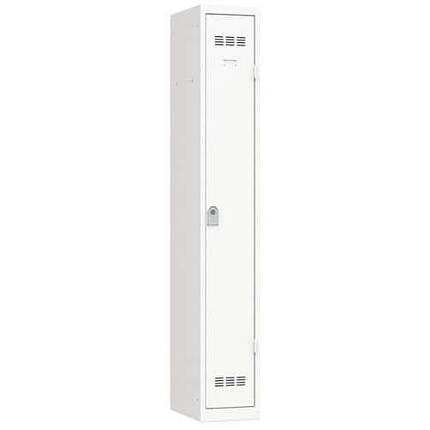 Svařovaná šatní skříň Vinco, 1 oddíl, 300 mm, cylindrický zámek, bílá/bílá