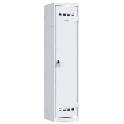 Svařovaná šatní skříň Vinco s mezistěnou, 1 oddíl, 400 mm, otočný uzávěr, šedá/šedá