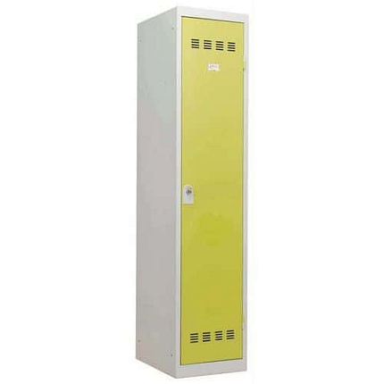 Svařovaná šatní skříň Vinco s mezistěnou, 1 oddíl, 400 mm, otočný uzávěr, šedá/zelená