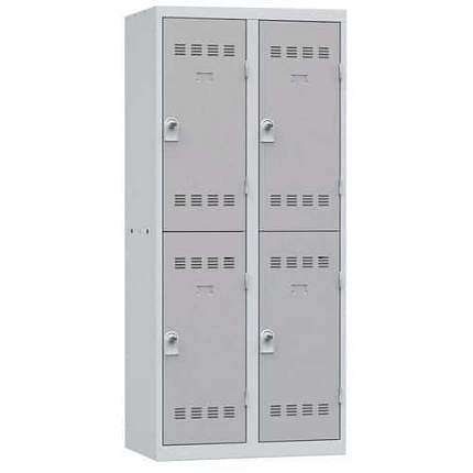 Svařovaná šatní skříň Vinco, 2 sloupce, 4 boxy, 400 mm, otočný uzávěr, šedá/šedá