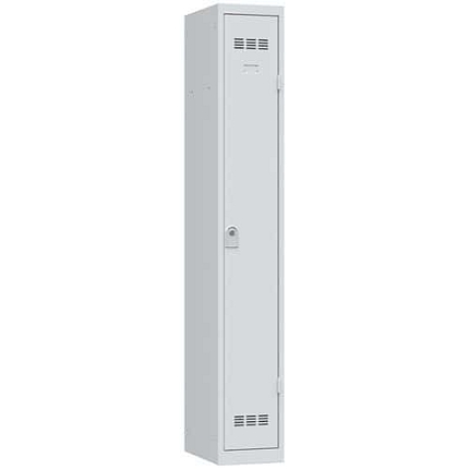 Svařovaná šatní skříň Vinco, 1 oddíl, 300 mm, cylindrický zámek, šedá/šedá