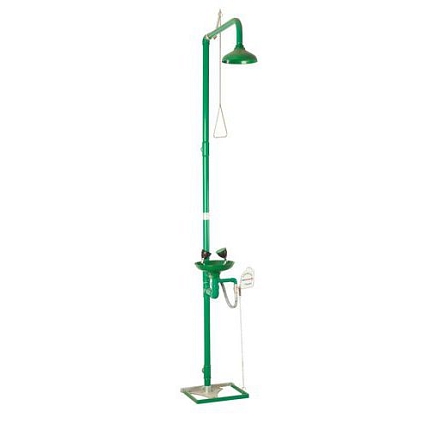 Bezpečnostní sprcha s umyvadlem pro výplach očí, zelená