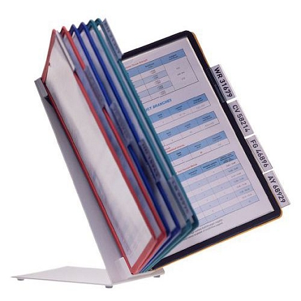 Stolní držák Vario s opěrkou, 10 kapes A4, šedý - Tarifold