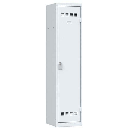 Svařovaná šatní skříň Vinco s mezistěnou, 1 oddíl, 400 mm, cylindrický zámek, šedá/šedá