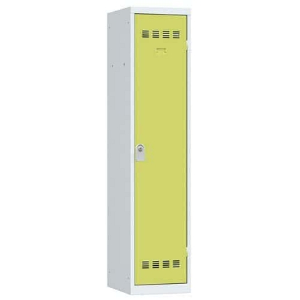 Svařovaná šatní skříň Vinco s mezistěnou, 1 oddíl, 400 mm, cylindrický zámek, šedá/zelená