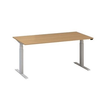 Výškově nastavitelné kancelářské stoly Alfa Up s šedým podnožím, 160 x 80 x 61,5-127,5 cm