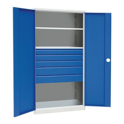 Kovová dílenská skříň, 195 x 100 x 45 cm, 5 zásuvek - Manutan Expert