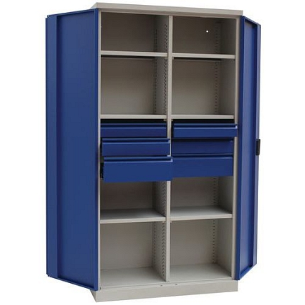 Kovová dílenská skříň Manutan Expert, 195 x 100 x 45 cm, 6 zásuvek