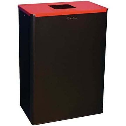 Kovový odpadkový koš Manutan Expert, 60 l, červená