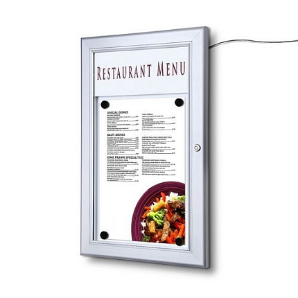 Osvětlené magnetické vitríny Menu, jednokřídlé
