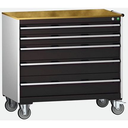 Mobilní zásuvková skříň Bott Cubio, 99 x 105 x 65 cm, 5 zásuvek, multiplex, šedá-antracit