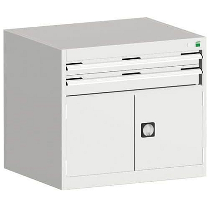 Dílenská zásuvková skříň Bott Cubio, 70 x 80 x 65 cm, 2 zásuvky, 1 skříňka, šedá-šedá