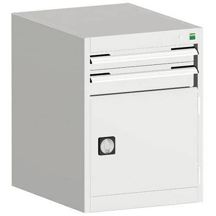 Dílenská zásuvková skříň Bott Cubio, 70 x 52,5 x 65 cm, 2 zásuvky, 1 skříňka, šedá-šedá