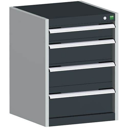 Dílenská zásuvková skříň Bott Cubio, 70 x 52,5 x 65 cm, 4 zásuvky, šedá-antracit