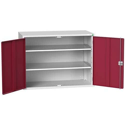 Dílenská skříň policová Bott Verso, 100 x 130 x 55 cm, 2 police, šedá-červená