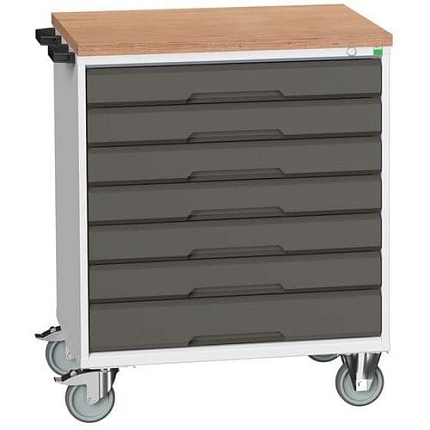 Mobilní pracovní stůl se zásuvkami Bott Verso, 98 x 80 x 60 cm, 7 zásuvek, multiplex, šedá-antracit