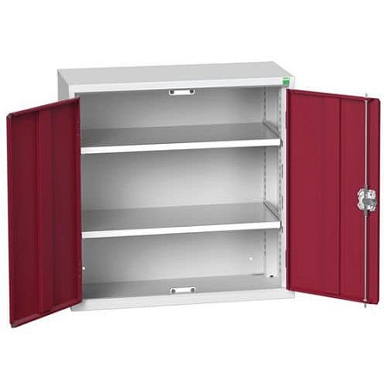 Dílenská skříň policová Bott Verso, 80 x 80 x 35 cm, 2 police, šedá-červená