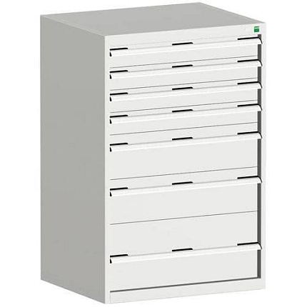 Dílenská zásuvková skříň Bott Cubio, 120 x 80 x 65 cm, 7 zásuvek, šedá-šedá