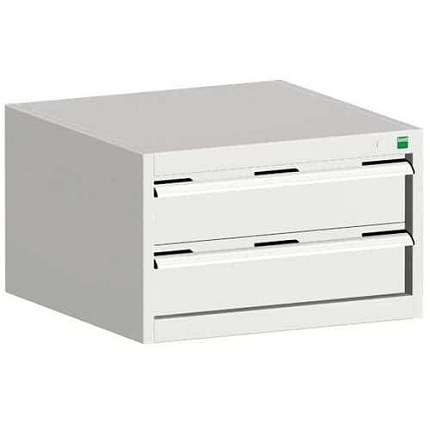 Dílenská zásuvková skříň Bott Cubio, 40 x 65 x 65 cm, 2 zásuvky, šedá-šedá