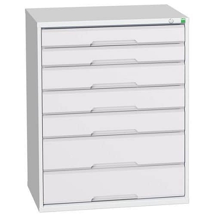 Dílenská zásuvková skříň Bott Verso, 100 x 80 x 55 cm, 7 zásuvek, šedá-šedá