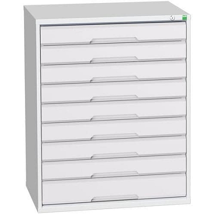 Dílenská zásuvková skříň Bott Verso, 100 x 52,5 x 55 cm, 9 zásuvek, šedá-šedá